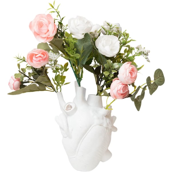 Vase en résine en forme de coeur pour bureau, bord, étagère, tab