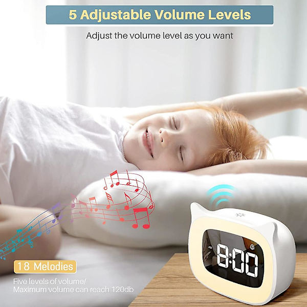 Mini Söta Katt Sängbord Cartoon Alarmklocka Led Luminous Elektronisk
