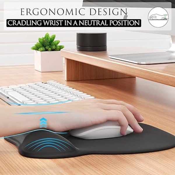 Ergonomisk musmatta med gelhandledsstöd, bekväm musmatta med slät