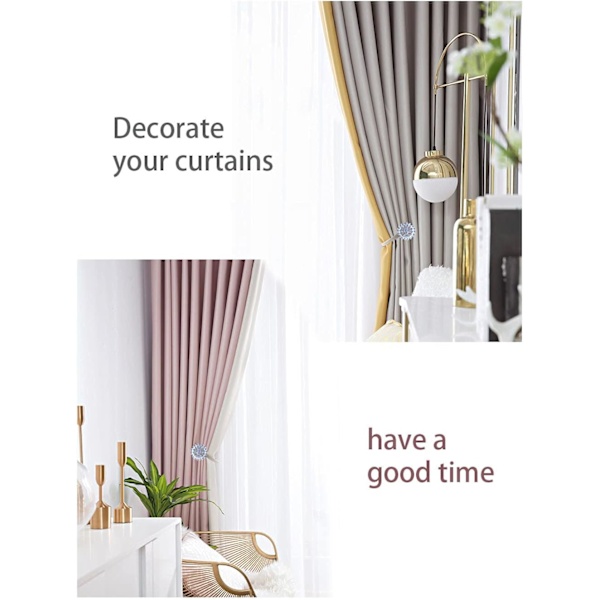 Magnetiska gardinuppsättningar, 2-pack glittrande kristallblomma C