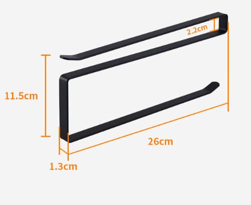 2 mustan keittiöpyyhepidikkeen setti 26 cm - Ei porausta - Ei porausta