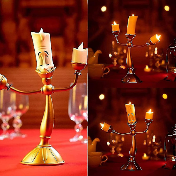 Klokkestakelys Skjønnheten og Udyret Lysestake LED Lysestake For Bryllupsbord, Julefest, Hjemmedekorasjon