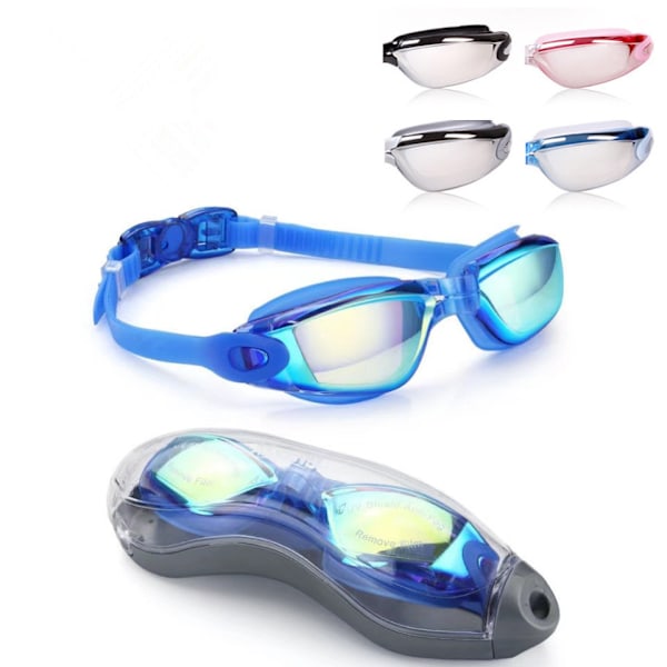 Simglasögon för vuxna med skyddande fodral - UV-skyddande spegelglas/färgade glasögon, splittersäkra, vattentäta - Simglasögon - Ideal för