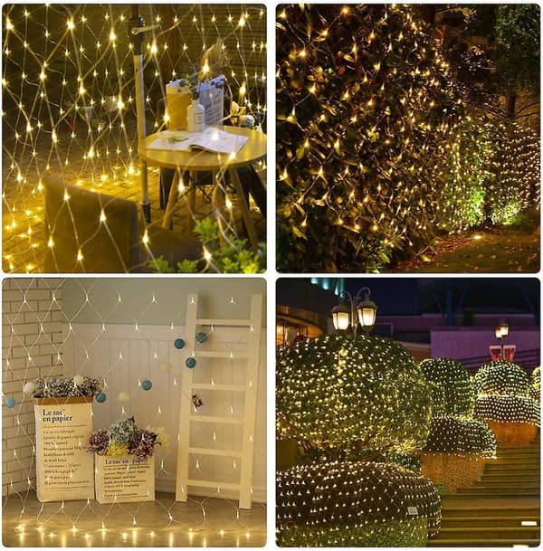 200 LED Net String Lights 3mx2m 8 Modes Energibesparende Vandtætte Varme Farver