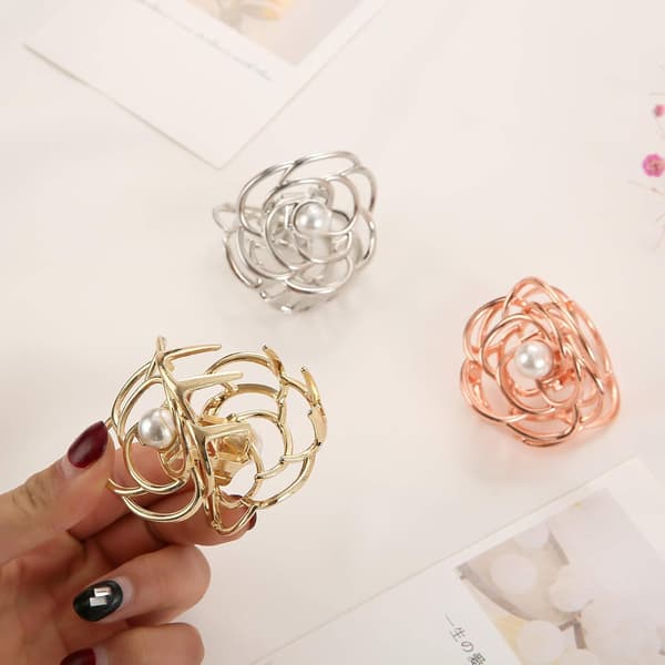 Mini Rose Hårklemmer Kvinner 3.5cm Søte Perle Små Hårklemmer Meta