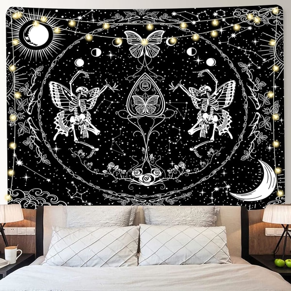 Dödskalletapet Svartvit Dödskalletapet Sovrum Estetisk Mörk Psykedelisk Tapet Väggbonad för Rum 95x73cm