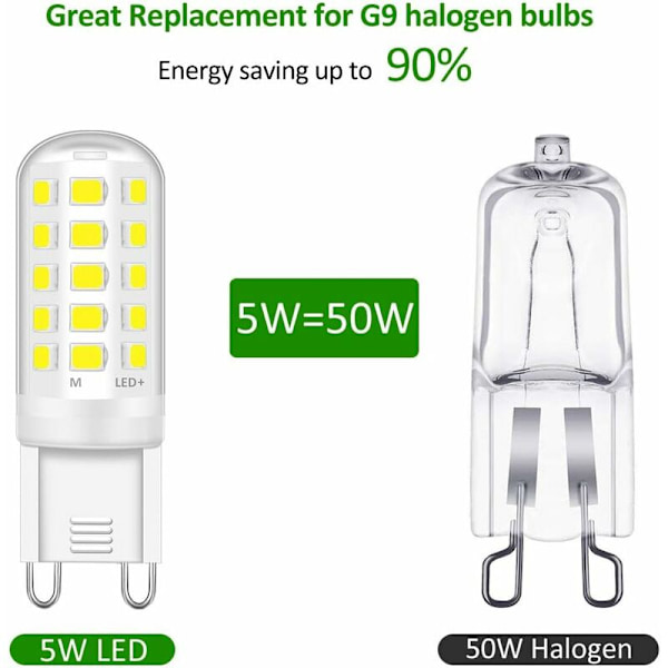 G9 LED-lyspærer, 5W tilsvarende 50W halogenlampe, kald hvit 60