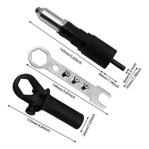 Adapter for Rivet Gun - Riveting Pliers for Cordless Screwdriver and Drill, (1pcs)
