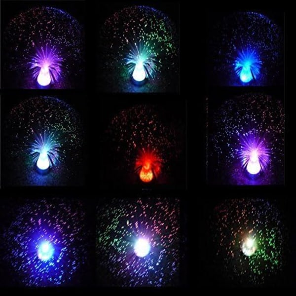 Moodlampa i glasfiber med missfärgade kristaller, sockel