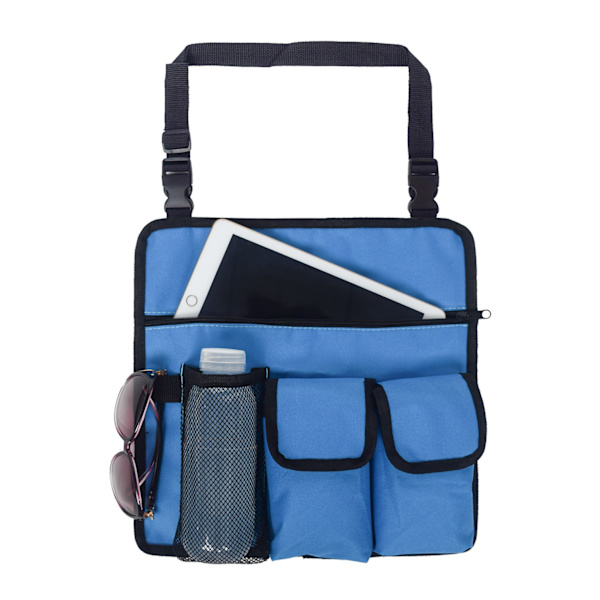 Stol Armlen Organizer Bag Utendørs Strandstol Organizer Sete Henge Oppbevaringspose Multi Lommer Armlen Ved Siden Av Caddy Blå