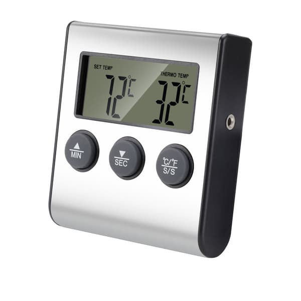 LED Digitalt Termometer med Probe, Digitalt Termometer, Madtermometer med Timerfunktion, Madlavnings- og Grilltermometer til Barbecue, Ovn, 【