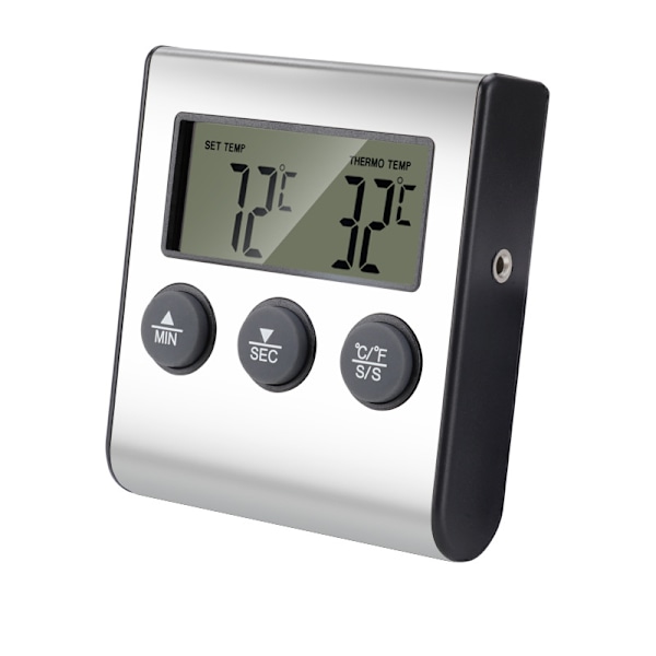 LED Digitalt Termometer med Probe, Digitalt Termometer, Mattermometer med Timerfunksjon, Matlaging- og Grilltermometer for Barbecue, Ovn, 【