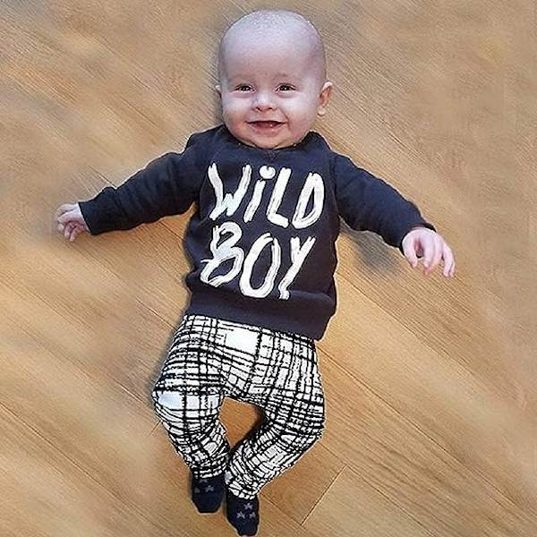 Småbørns drengetøj Wild Boy bogstav print T-shirt toppe og