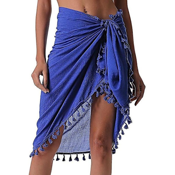 Kvinder Ensfarvet Kvast Strand Wrap Sarong Cover Up Chiffon Badetøj Wrap Nederdele Orange