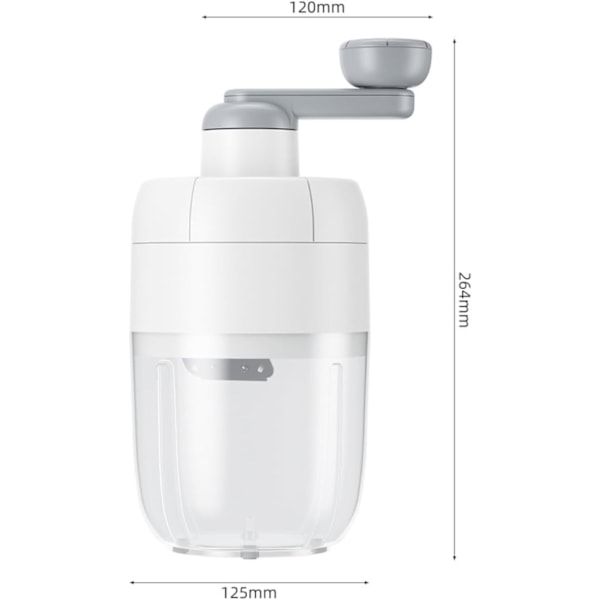 Lumikide-muotoinen manuaalinen jäänmurskain, kädessä pidettävä jäänmurskain lumikartioihin tai slushieihin, höylätyn jään valmistaja, BPA-vapaat lumikartiot, 1 ilmainen jäämuotti (valkoinen)