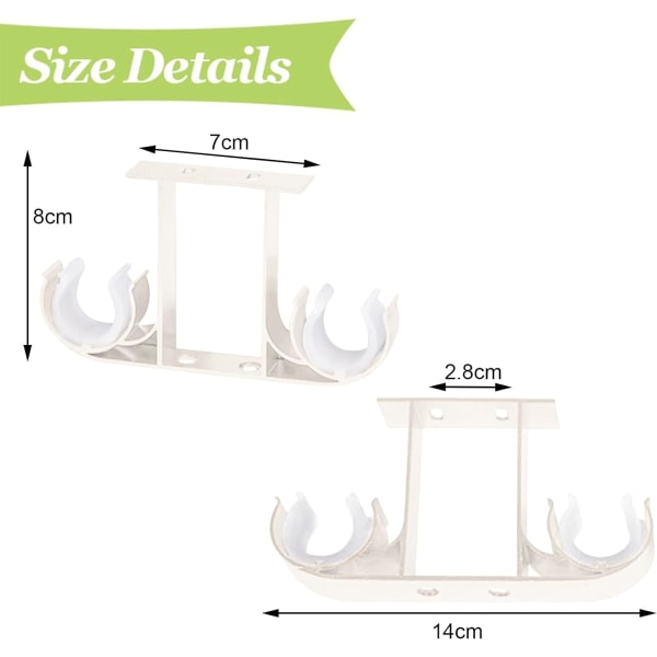 Set of 4 Aluminum Alloy Curtain Rod Brackets for 28mm Curtain Rod（Milky）