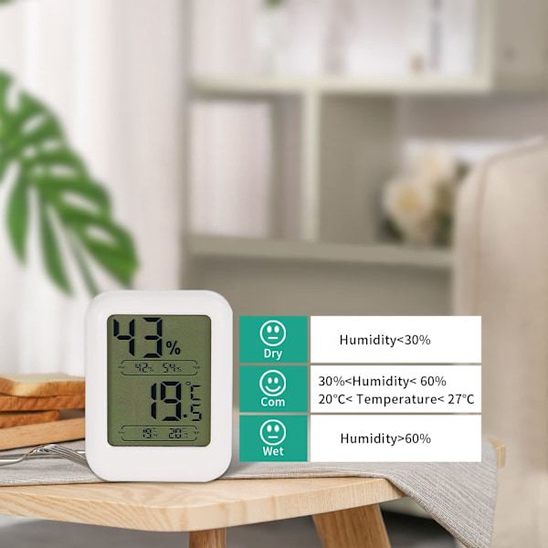 Inomhus Digital Termometer - Digital Hygrometer Termometer - Hygrometer Termometer - Mini Temperaturmätare - Luftfuktighet - Med Maximal Temperatur