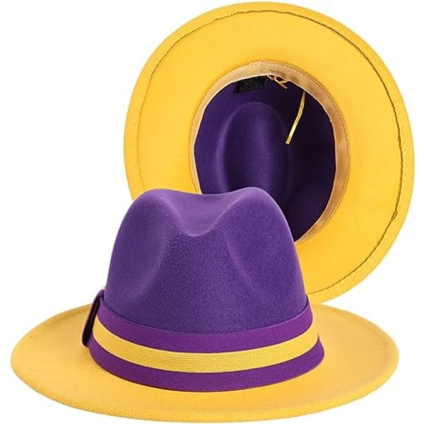 Wide Rim Fedora Hats for Women Dress Hats for Men Two Tone Panam