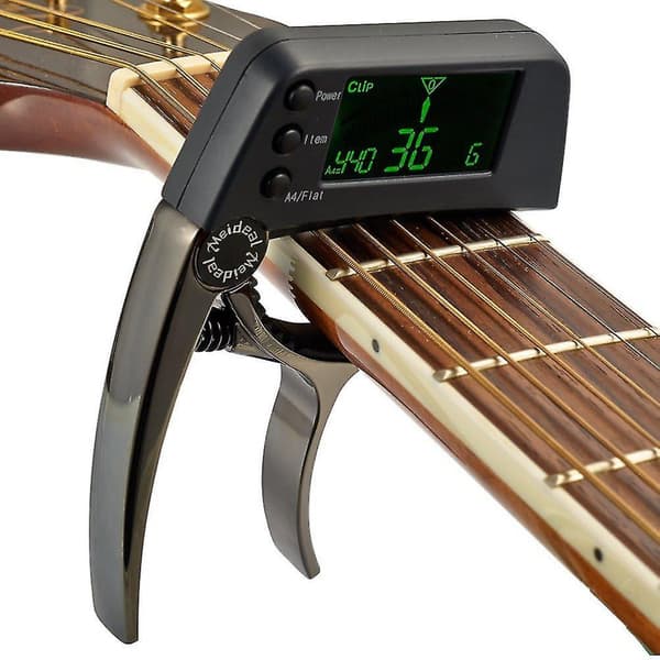 Digital Gitarrstämapparat och Capo Specialistverktyg 2 i 1 för Gitarr Bas Ukulele Banjo Violin Mandolin Kromatisk