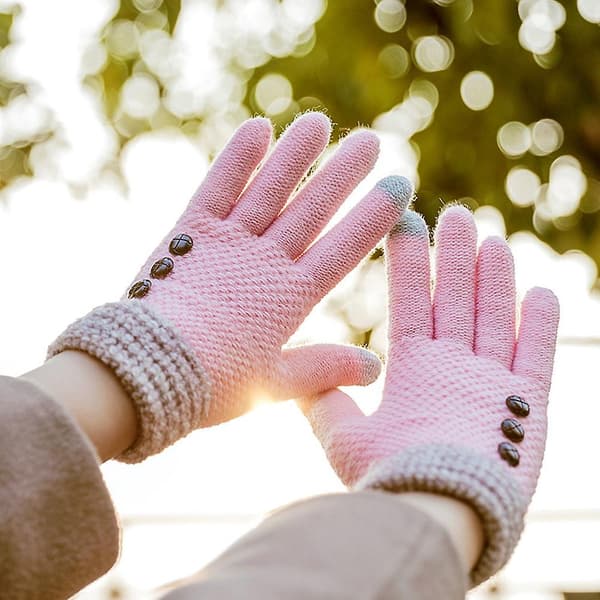 Vinter Kvinder Touch Screen Strikkede Handsker Ridning Fuld Finger Votter