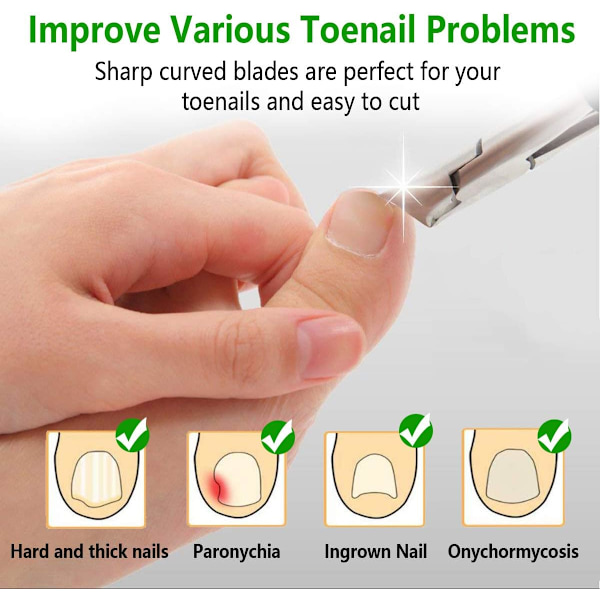 Fotterapeut neglesaks for inngrodde eller tykke tånegler for menn, tåneglsaks, presisjonsverktøy for diabetisk pedikyr med buet kant