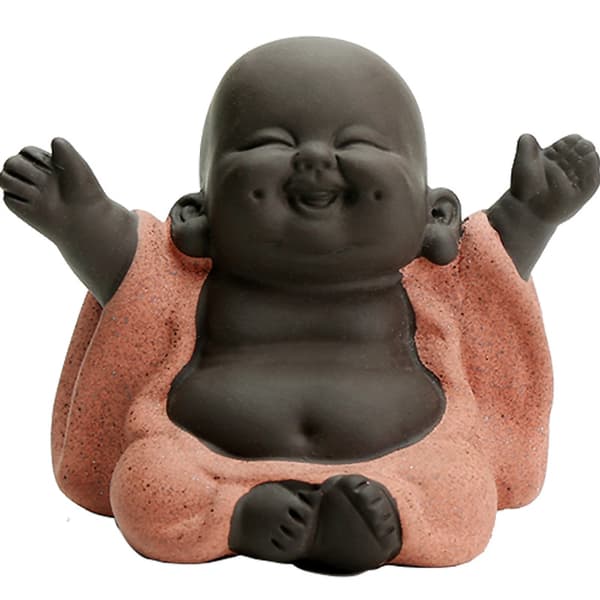 Söt staty, söt liten Buddha, munk Buddha statyett figurin