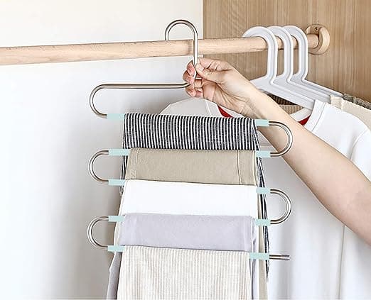 6-pack halkfria S-formade rostfria galgar för byxor, jeans