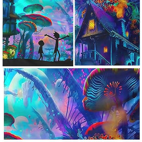 150x100cm Trippy Mushroom Tapestry Veggteppe Estetisk Tapet