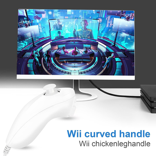 Nunchuk-ohjain, 2 kpl Nunchuk-ohjaimia Wii-kaukosäätimen peliohjaimelle Nunchuk Jostick Yhteensopiva Nintendo Wii- ja Wii U -videopelien ohjainten kanssa Valkoinen