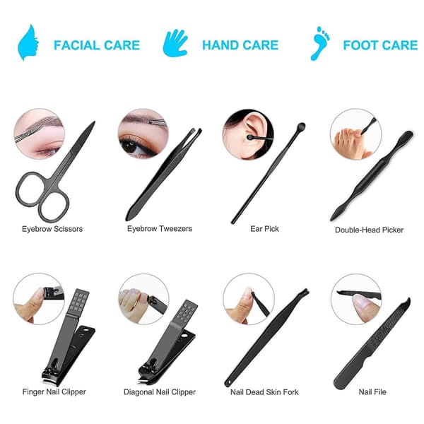 8 stk. Premium Manicure Sæt, Negleklippere, Rustfrit Stål