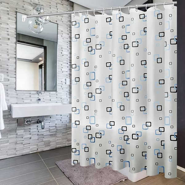 Duschdraperi, 180x180cm Badrumsdraperi med krokar, Mild