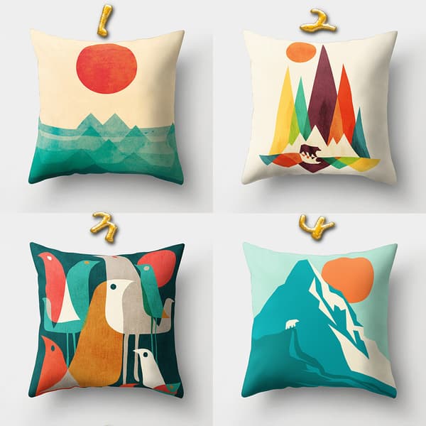 Set med 16 moderne abstrakte putetrekk 45x45cm Til sofa, stue