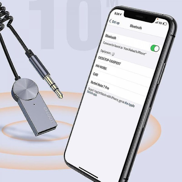 Aux Bluetooth-adapter Dongle-kabel til bil 3,5 mm Jack Aux Bluetooth 5.0 Re