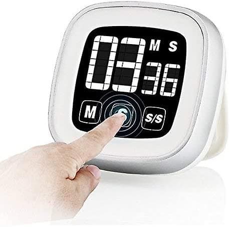 Digitalt touchskærm elektronisk timer hvid