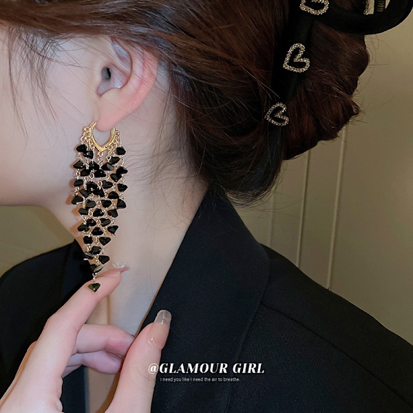 Lange Dangle Dangling Bling Crystal Rhinestone Tassels Øreringe bl