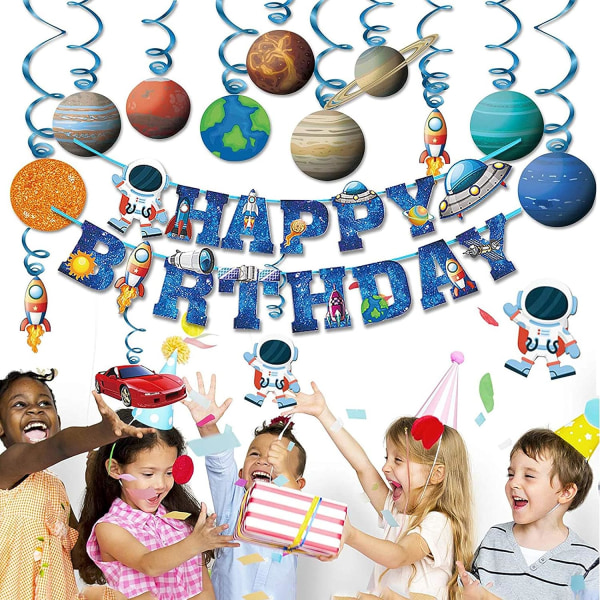 Kids Space Birthday Party Decorations - Blue Astronaut Spaceship