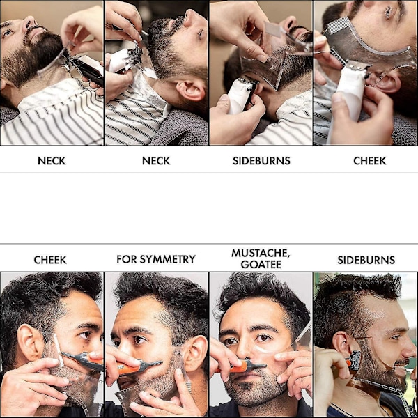 Skäggformning, Styling och Klippverktyg för Män, Mäns Skäggformningsverktyg, Perfekt för Hårfäste, Kantning, Schablon/Mall för Mustasch
