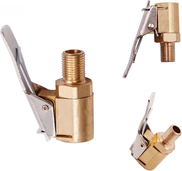 Pakk Luftchuck med Klipsadapter for Dekk-inflator, 8mm Messing Bil Dekkventil Adapter, Luftchuck Adapter, Ingen Lekkasje