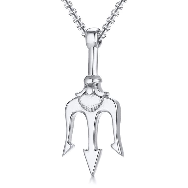 Poseidon Trefork Vedhæng Rustfrit Stål Antik Grækenland Amulet Halskæde til Mænd