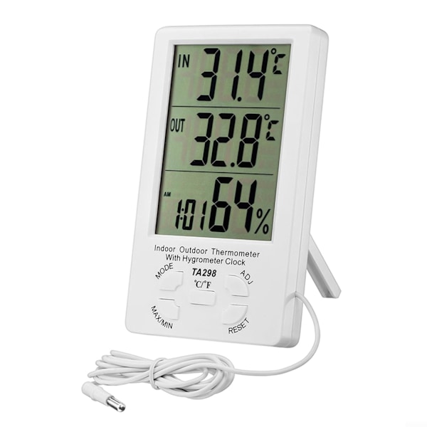 Digitalt Termometer Hygrometer, LCD Digitalt Termometer med Probe, Indendørs og Udendørs Hygrometer, Temperatur Fugtigheds Monitor, Tester Sensor til Re