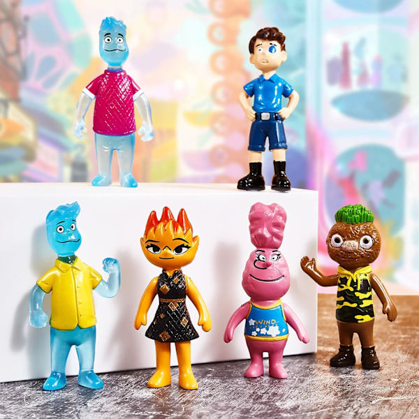 6 st Elemental Actionfigurer, Filmfigurer Leksakspaket.