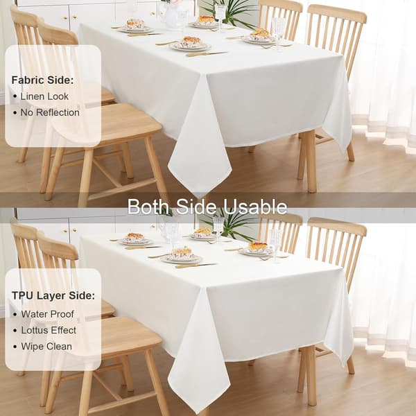 Linneduk Rektangulär Bordduk 140 x 200 cm Vattentät Utomhus