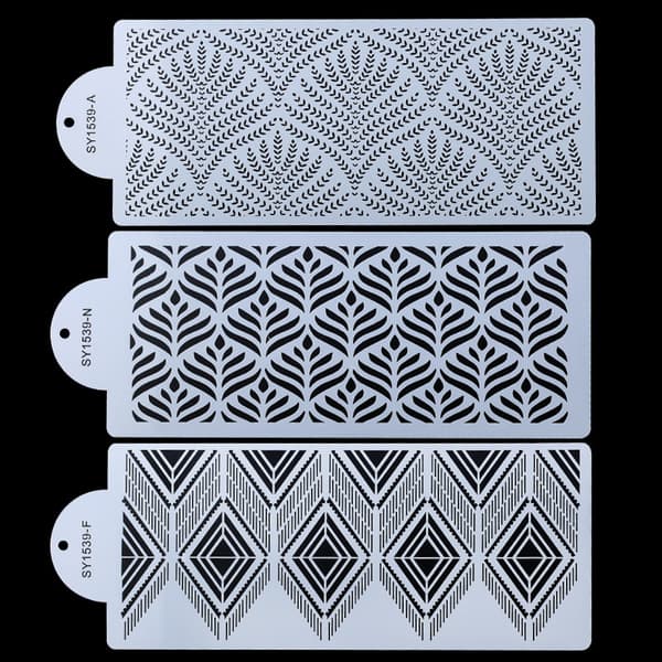 3 st kakdekorationsstenciler mall plastmallar spray flora