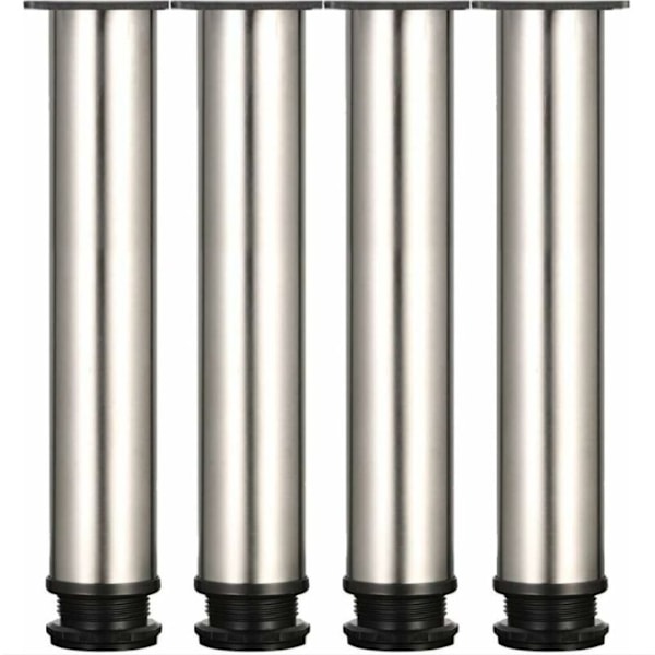 Säädettävät jalat - Korkeus 250mm, paksut huonekalujalat, säädettävä korkeus 0-15mm, pöydänjalat, huonekalujalat, harjattu ruostumaton teräs - ruostumaton teräs