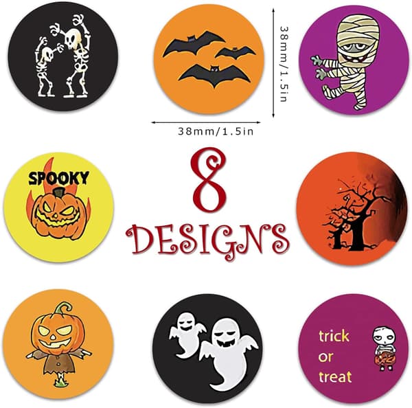 500 Halloween-tarraa lapsille, 3,8 cm pyöreä