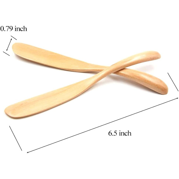Smørekniv i træ, 16,5 cm, 6 stk., til restaurantbrug