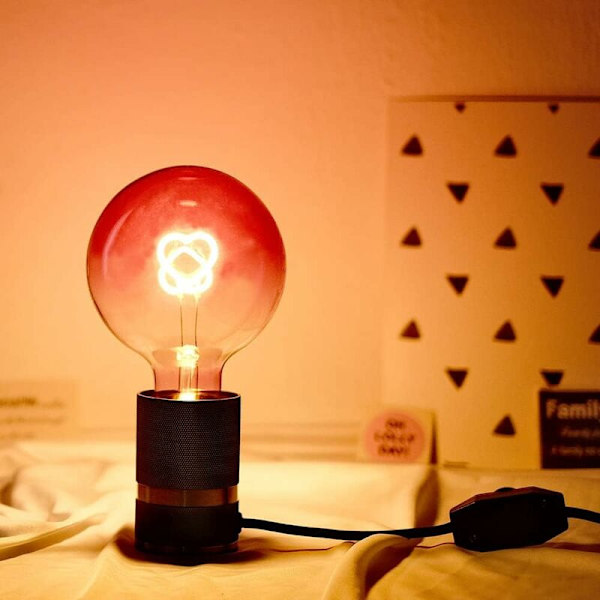 Led-lampa Stor Globe Edison Ljuskälla G125 Rosa Färg Hjärta Filament
