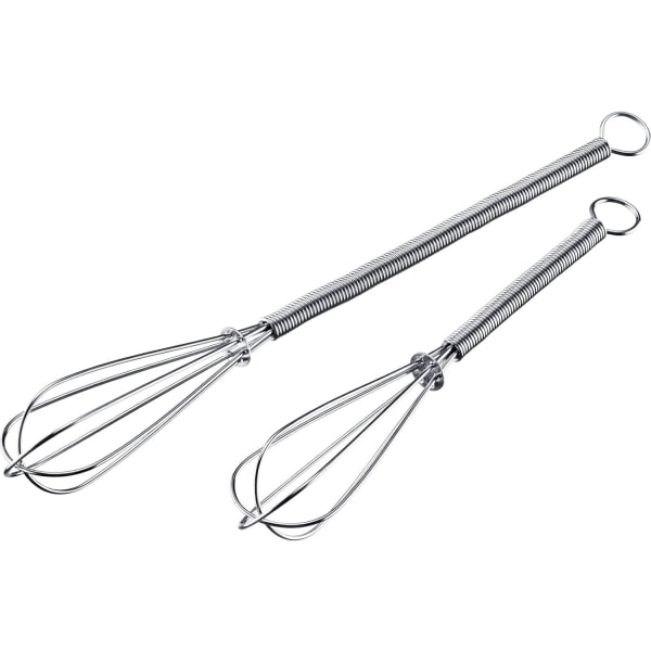 2 Mini Visper, Rustfritt Stål, 15cm og 20 cm Lengde, Sølv