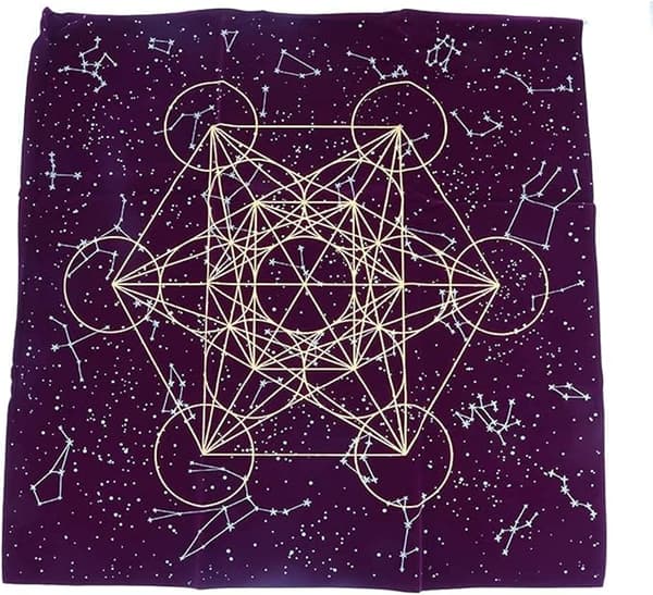 Trykt Lilla Fløjl Tarot Dug - Hellig Geometri - til Ta