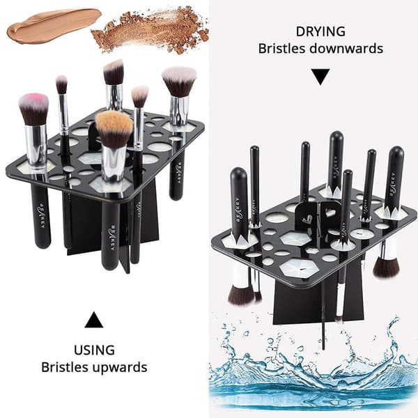 Makeup børste tørrestativ, sammenklappelig makeup børsteholder, 28 huller makeup